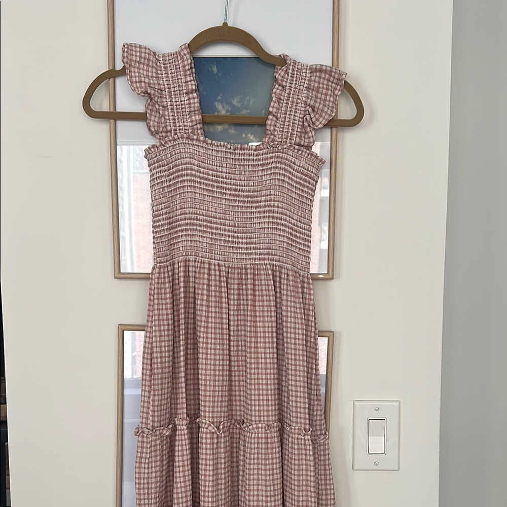 Pink Gingham Ruffle Dress